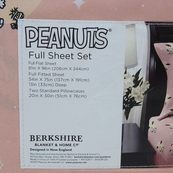 Peanuts Snoopy Full Sheet Set By Berkshire Pink Halloween Bats Ghosts Fall - Picture 5 of 9